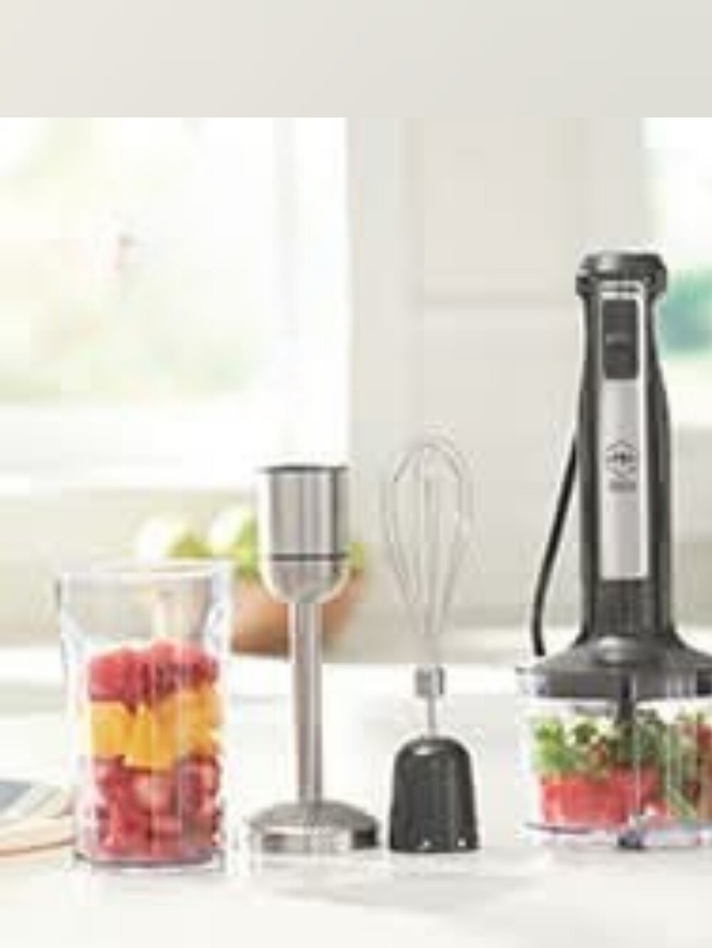 Princess House Stainless Steel and Black Hand Blender Set